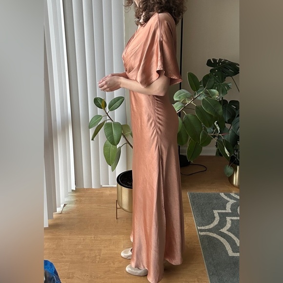 Dress Forum Reflection Blouson Dress in Golden Sand/Orange, Satin Maxi, Large - Picture 5 of 14